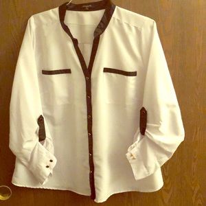 Notations Womens Button Blouse